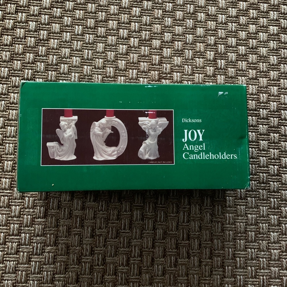 NIB VTG Set of 3 Dickson's JOY Porcelain Bisque Angel Candleholders 4.5" Tall
